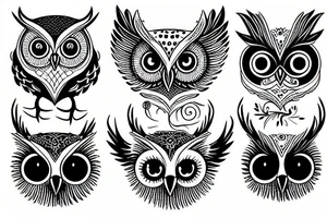Owl with three eyes tattoo idea