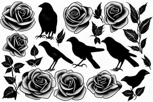 Rose, dark, crow tattoo idea