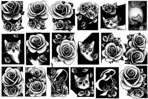 Cat bleeding rose dark tattoo idea