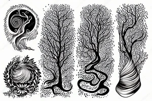 a tree with water flowing through tattoo idea