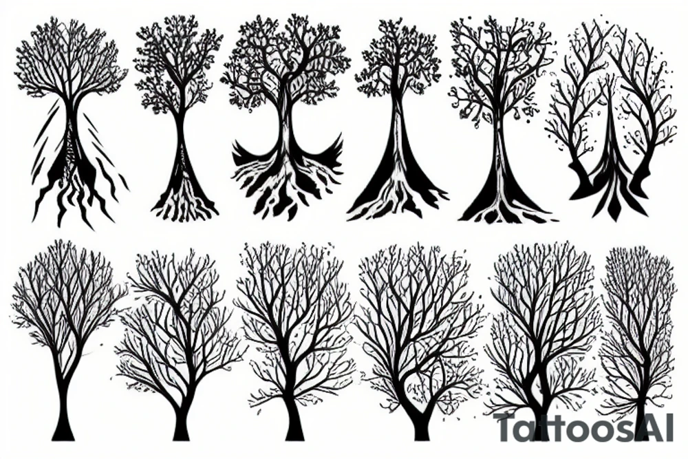 a tree with water flowing through tattoo idea