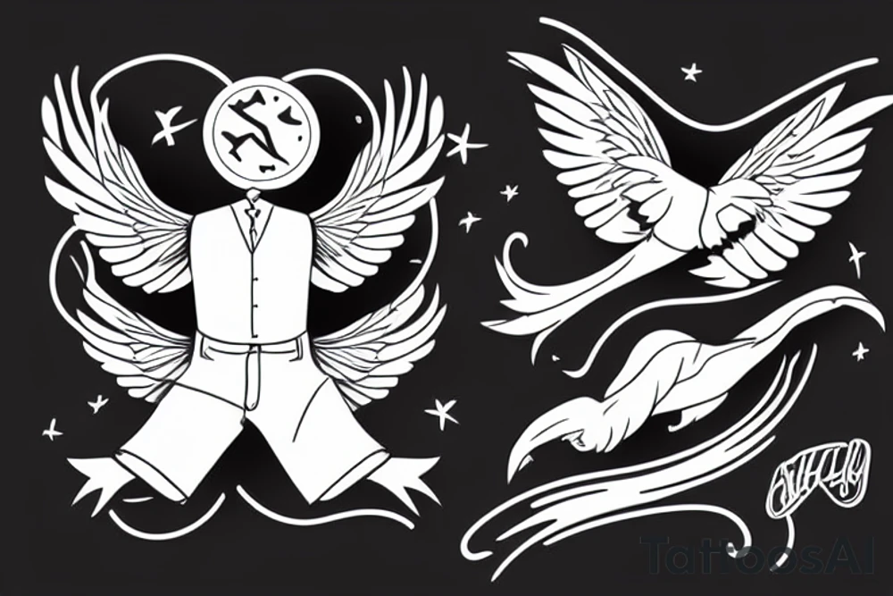 two stylish man flying tattoo idea