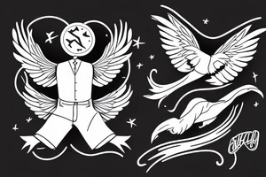 two stylish man flying tattoo idea