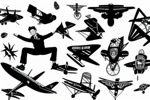stylish boy flying in the air tattoo idea