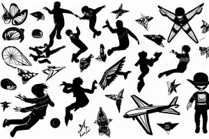 stylish boy flying in the air tattoo idea