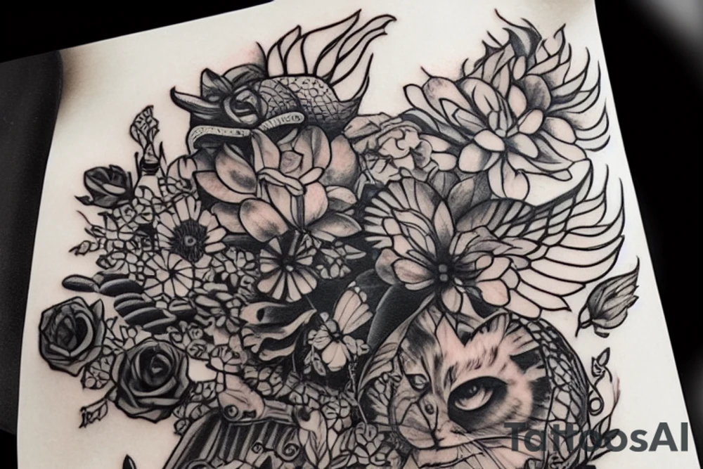Космонавт летит по голубому небу в руках держит рисунок МИР tattoo idea