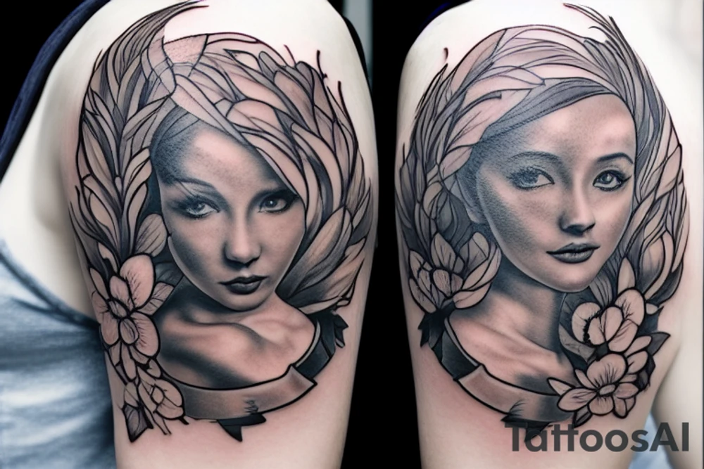 Космонавт летит по голубому небу в руках держит рисунок МИР tattoo idea