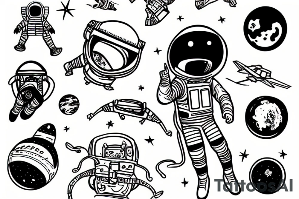 an astronaut runs through the sky tattoo idea