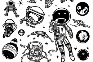 an astronaut runs through the sky tattoo idea