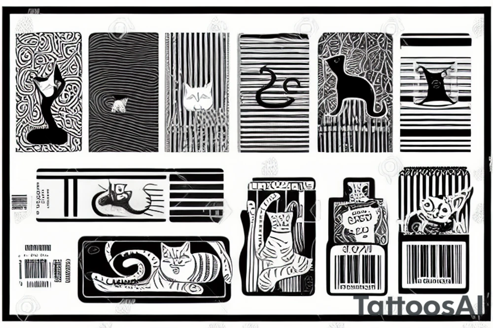 barcode and cat tattoo idea