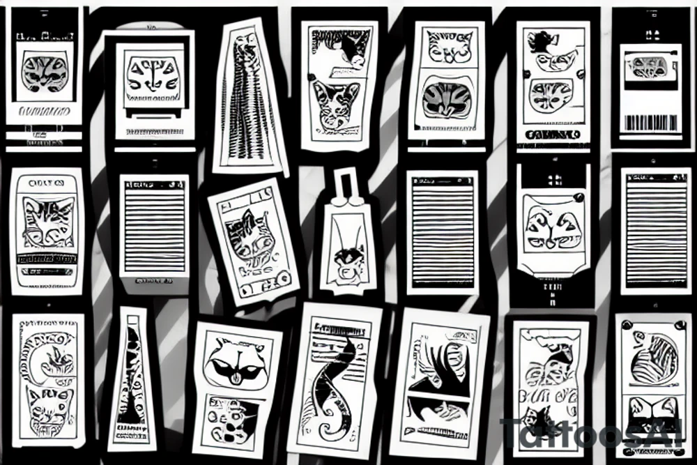 barcode and cat tattoo idea