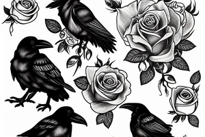 Raven and roses tattoo idea