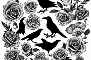 Raven and roses tattoo idea
