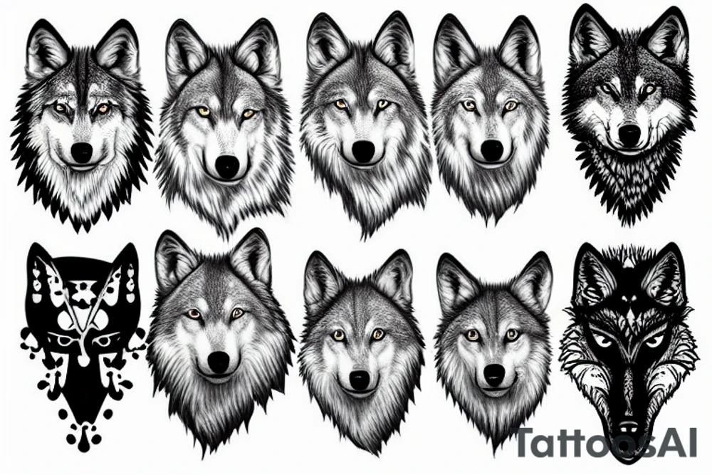 Wolf roses trash polka tattoo idea