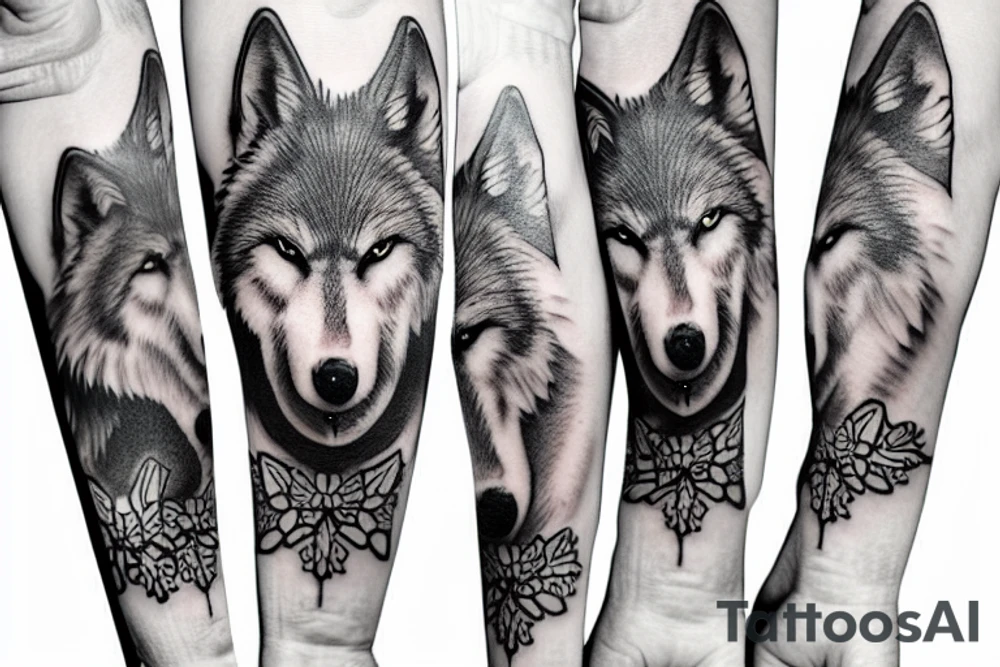 Wolf roses tattoo idea