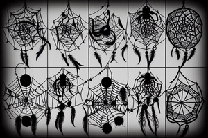 Spider,dream catcher, hell theme, dark tattoo idea