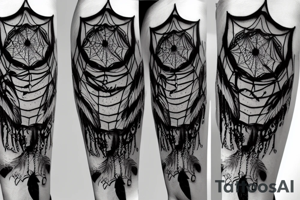 Spider,dream catcher, hell theme, dark tattoo idea