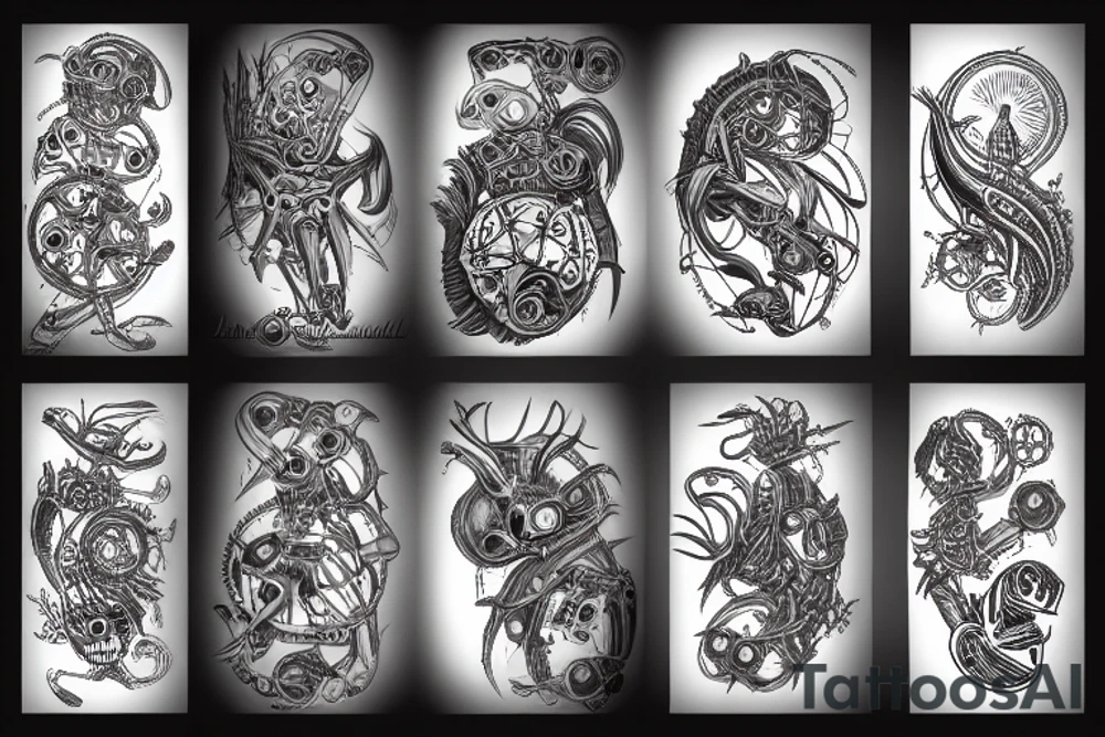 a  bio-mechanical monstrosity tattoo idea