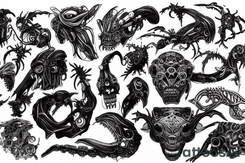 a  bio-mechanical monstrosity tattoo idea