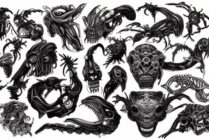 a  bio-mechanical monstrosity tattoo idea
