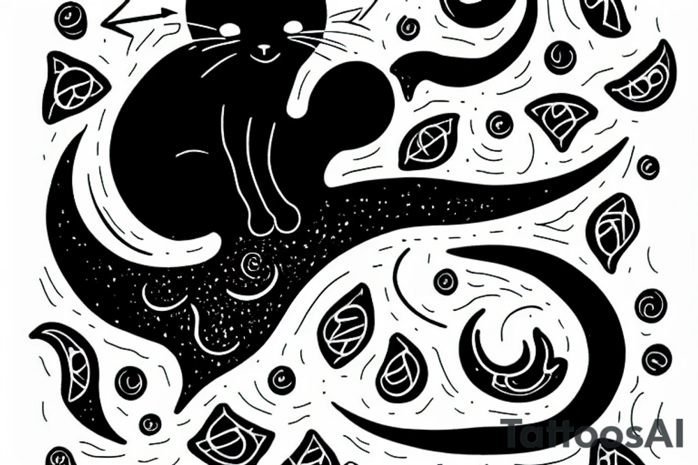 Black cat sitting on a crescent moon tattoo idea