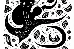 Black cat sitting on a crescent moon tattoo idea