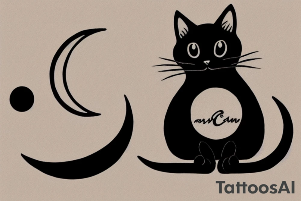 Black cat sitting on a crescent moon tattoo idea