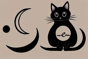 Black cat sitting on a crescent moon tattoo idea