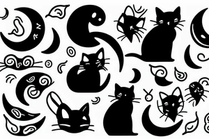 Black cat sitting on a crescent moon tattoo idea
