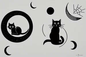 Black cat sitting on a crescent moon tattoo idea