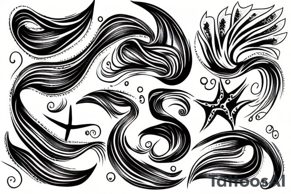 Black wood with sea tattoo idea