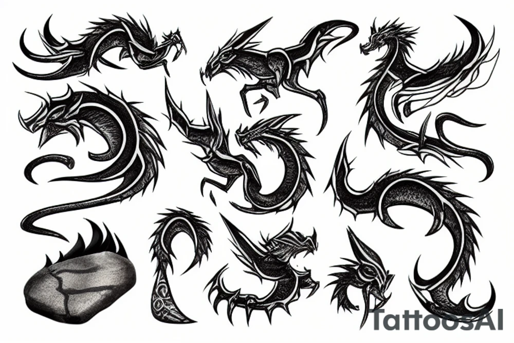 a dragoon on a stone tattoo idea