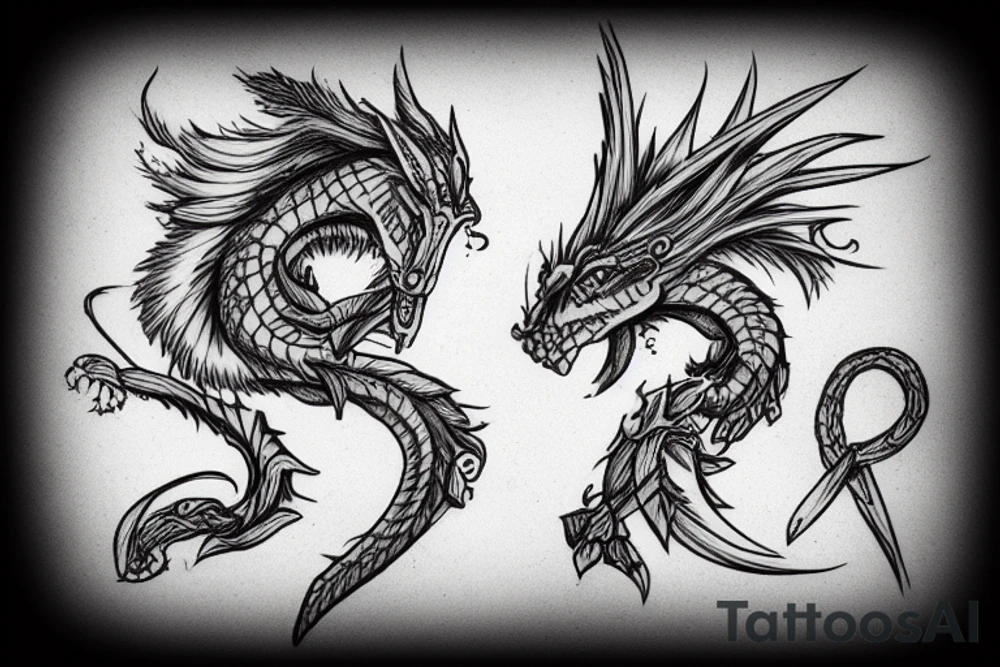 a dragoon on a stone tattoo idea