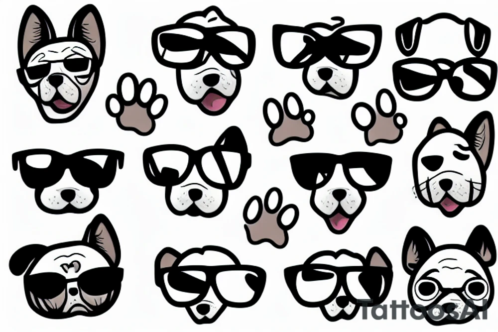Funny dog with a sunglass tattoo idea