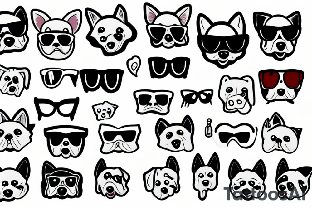 Funny dog with a sunglass tattoo idea