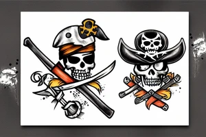 watercolor pirate with sword tattoo idea