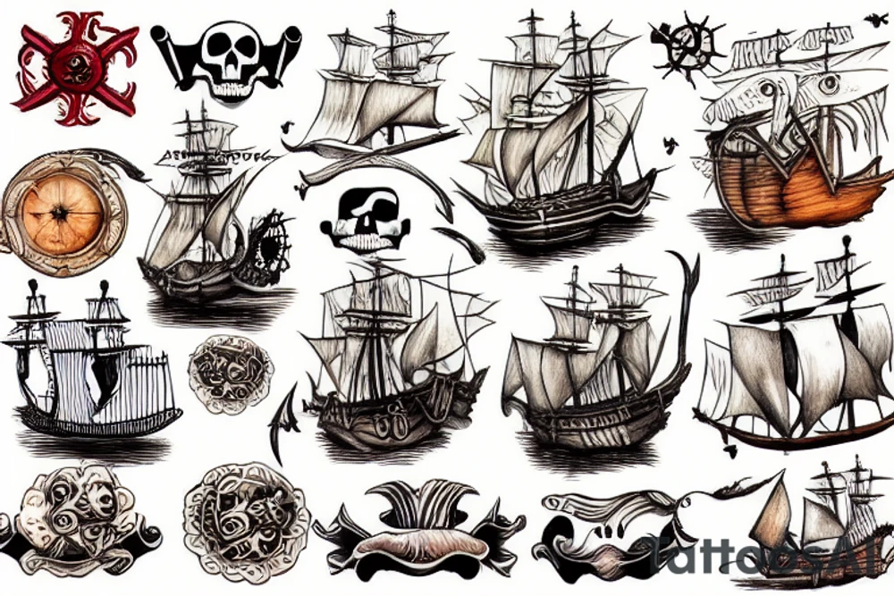 pirate ships tattoo idea