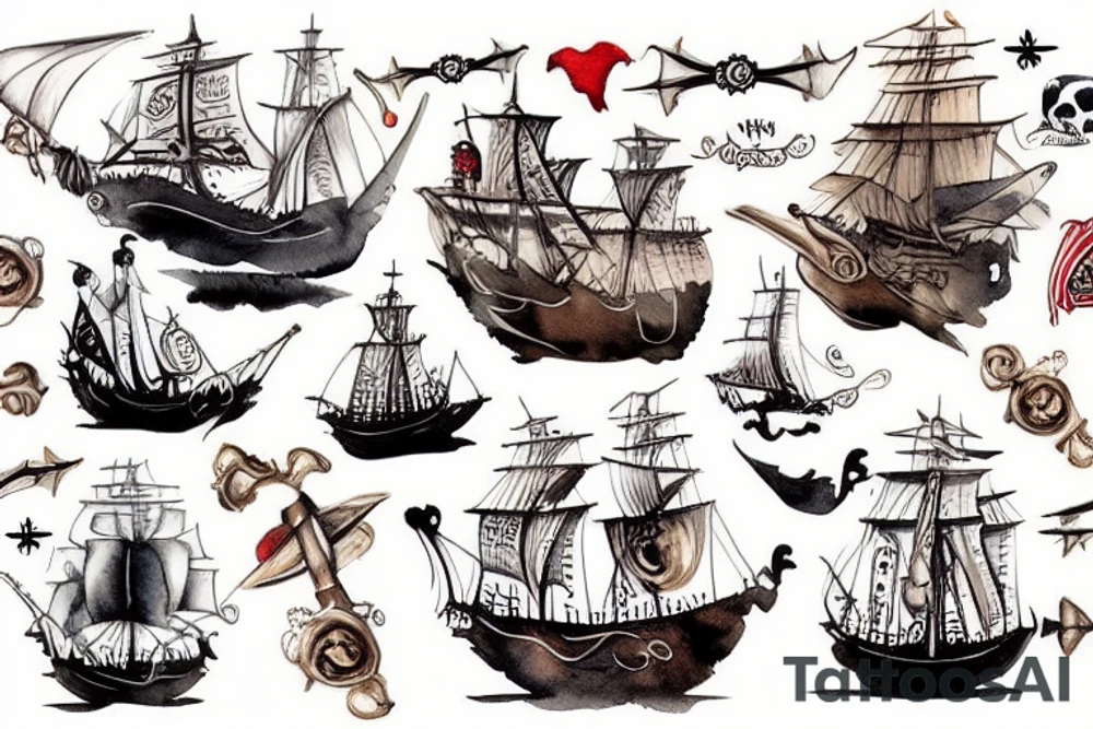 pirate ships tattoo idea
