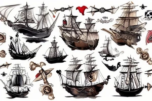 pirate ships tattoo idea