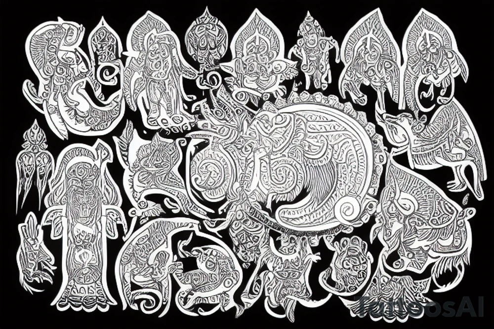 Indian gods and tree of life Mythology tattoo idea