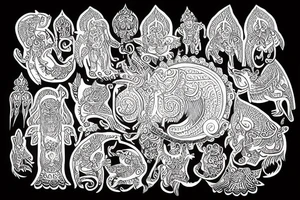 Indian gods and tree of life Mythology tattoo idea