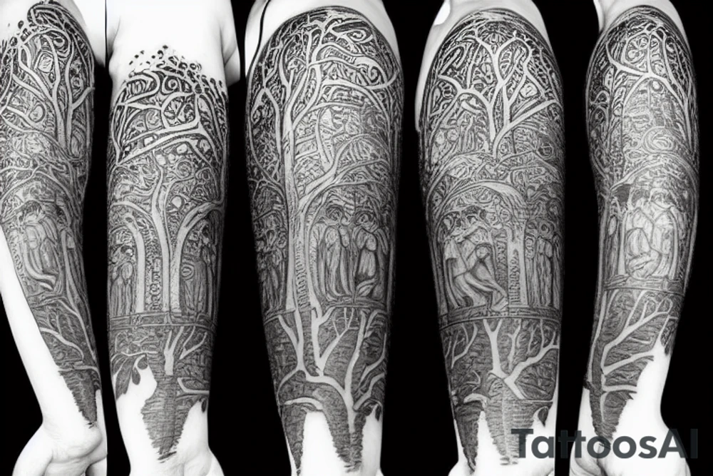 Indian gods and tree of life Mythology tattoo idea
