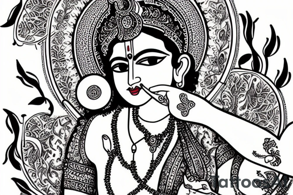 Krishna with Radha and tree of life tattoo idea