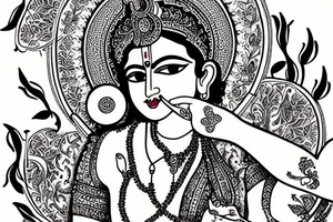 Krishna with Radha and tree of life tattoo idea