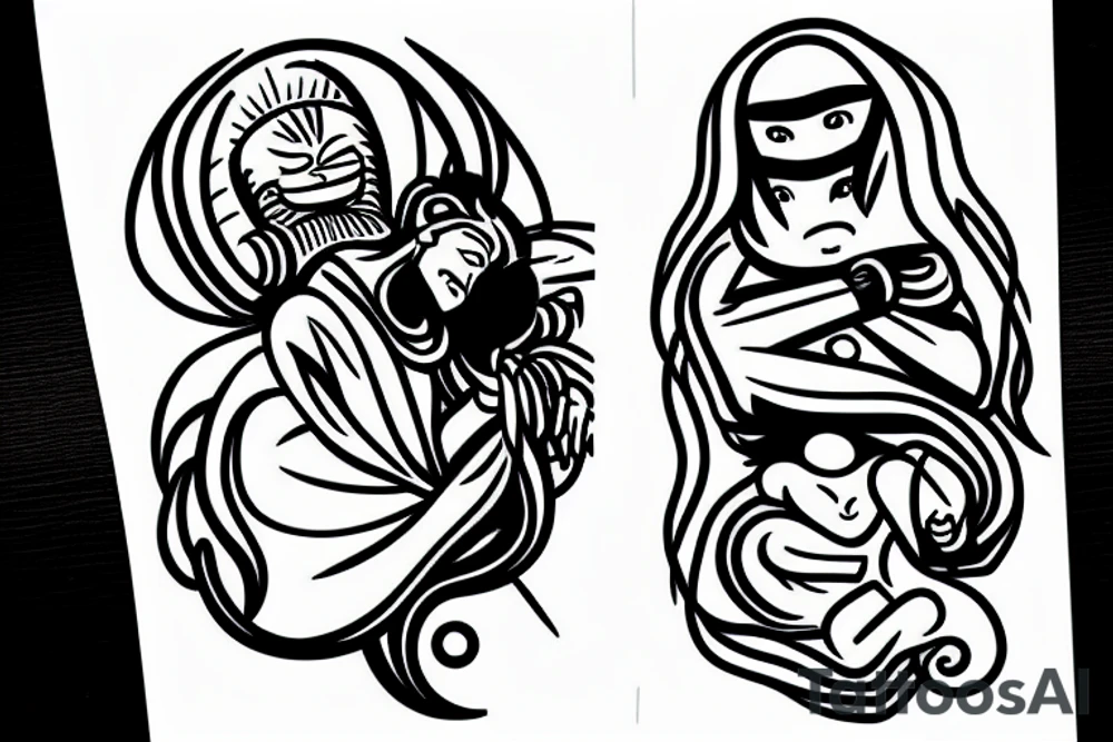 spirited away picasso style minimal tattoo idea