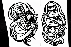 spirited away picasso style minimal tattoo idea