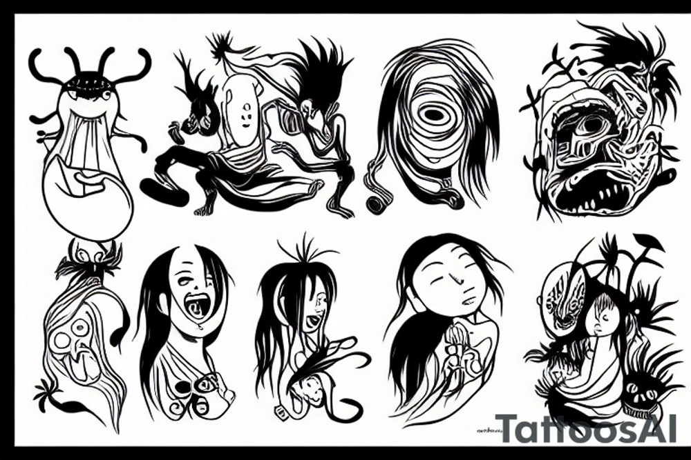 spirited away picasso style minimal tattoo idea