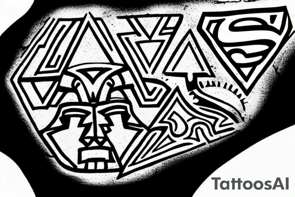 Aztec ruins with superman symbol in it tattoo idea