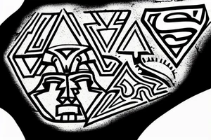 Aztec ruins with superman symbol in it tattoo idea