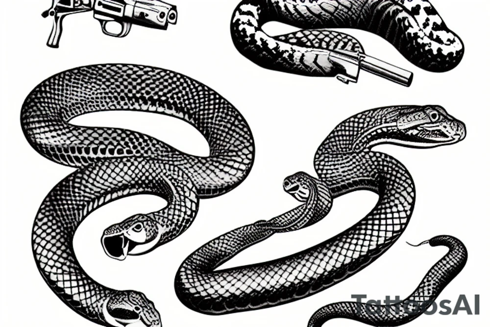 rattle snake with a gun tattoo idea